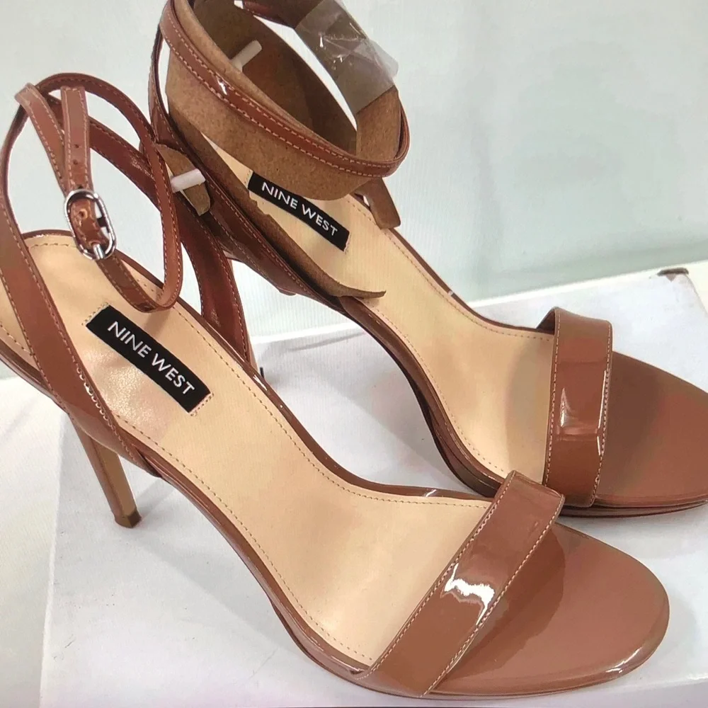 Nine West Brown Patent Leather High Heel Sandals - Picture 4 of 10
